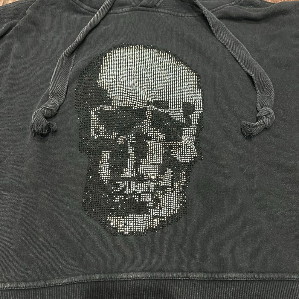Vintage Havana Skull Studded Black Hoodie Sweatshirt, Size Small - Picture 2 of 7